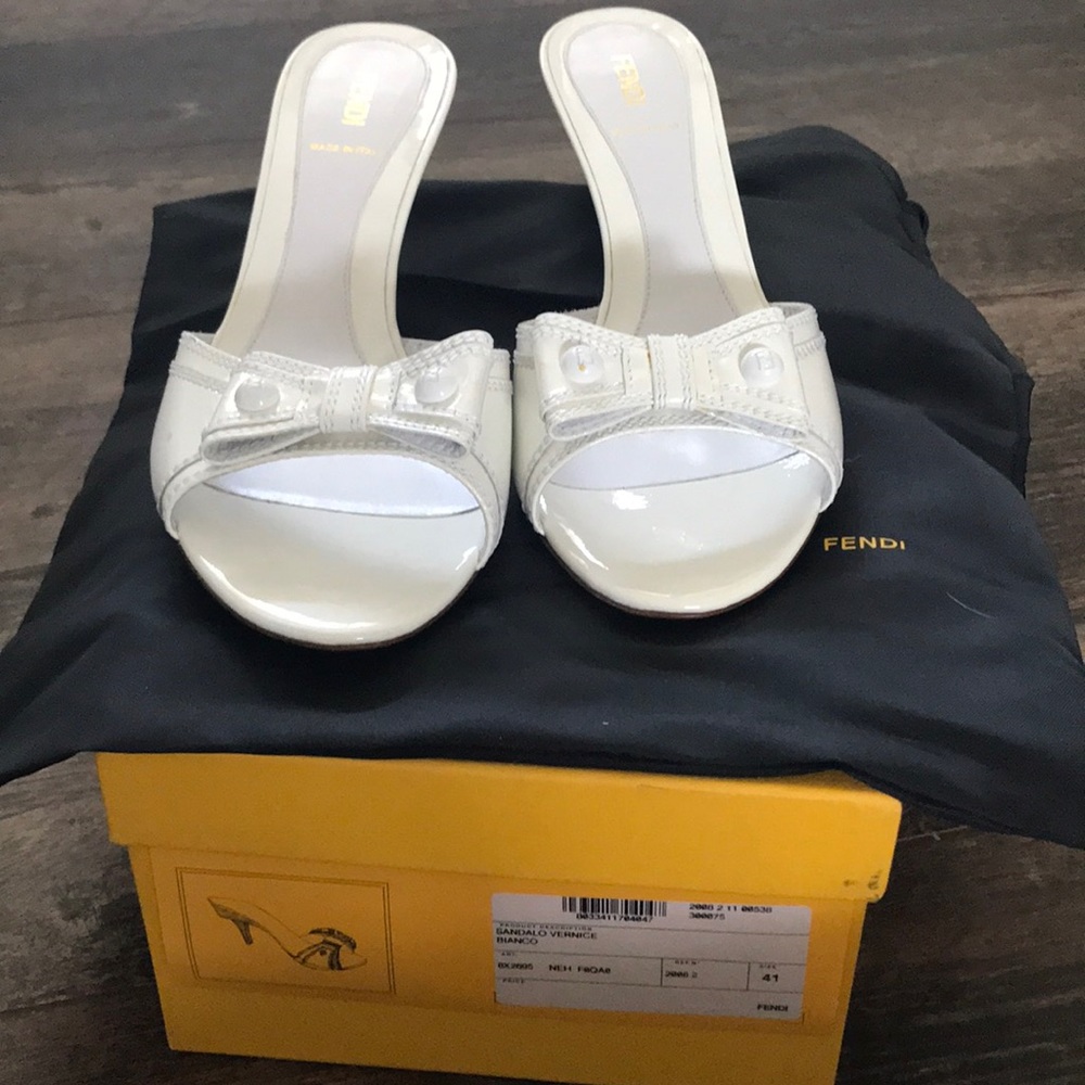 Fendi Vernice Sandals with Kitten Heel
